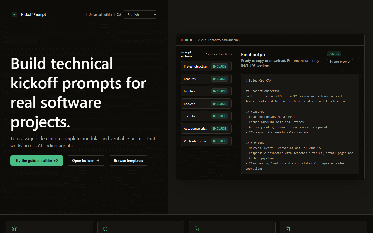 Screenshot of Kickoff Prompt